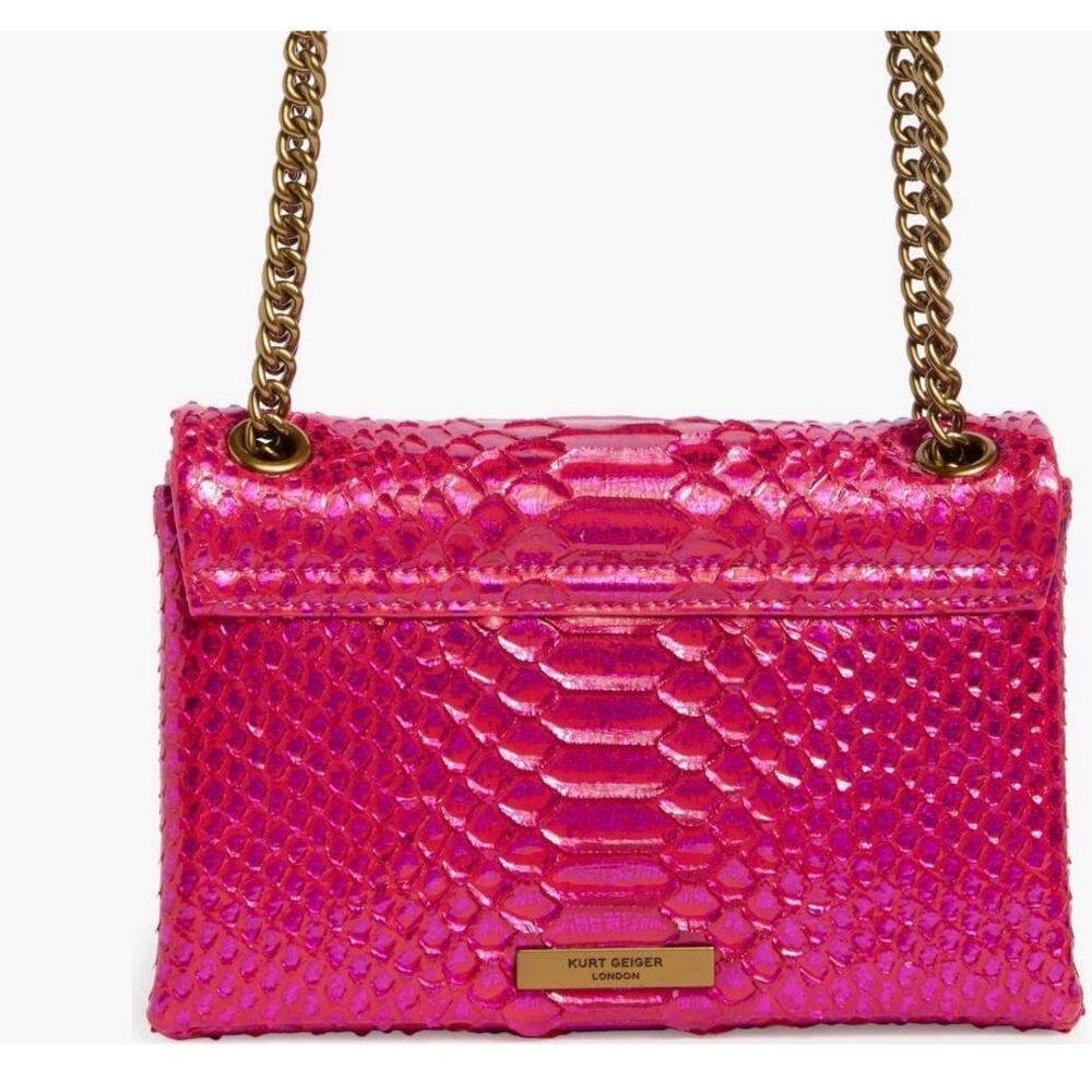 Kurt Geiger BUNDLE Snake Embossed Fuchsia Kensington Crossbody  AND WALLET NWT - Picture 2 of 7